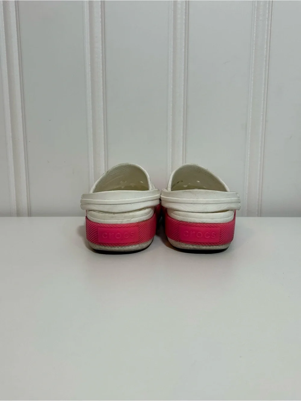 CROCS Kids White Clog with Pink Midsole
